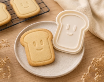 Kawaii Toast Cookie Cutter | Bread Slice Clay Cutter | Cute Smiling Pastry Cutter
