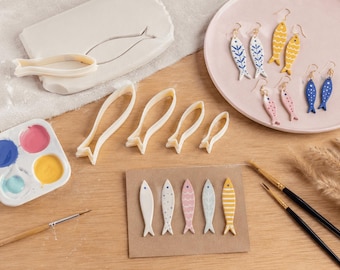 Mini Fish Cutter Set for Polymer Clay Jewellery, Cookie Decorating, Fondant Crafts, 3D Printed PLA Cutter