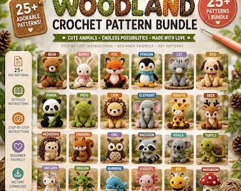 Mega Woodland Crochet Pattern Bundle | 25+ Amigurumi Animal PDF Patterns  | Instant Digital Download