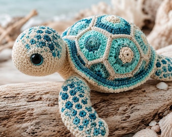 Sea Turtle Crochet Pattern PDF | Granny Square Amigurumi | Coastal Plush Crochet Tutorial