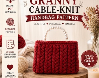 Padrão de crochê para bolsa de mão estilo vovó, modelo estruturado para iniciantes (download em PDF)