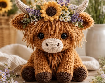 Crochet Highland Cow Pattern | Amigurumi PDF | Cottagecore Crochet Gift | instant download