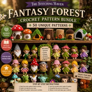 Fantasiewald Häkelanleitung Bundle PDF | 50 Amigurumi Häkelanleitungen | Anfängerfreundlich | Sofort Download