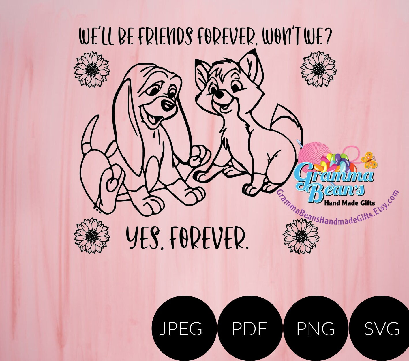 Fox and the Hound SVG, Pdf, Png, and Jpeg - Etsy