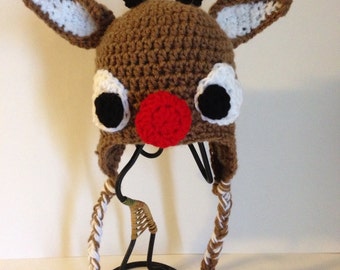 Red Nosed Reindeer Crochet Hat Pattern