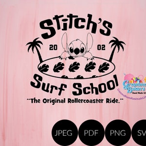 Stitch's Surf School SVG, pdf, png and jpeg