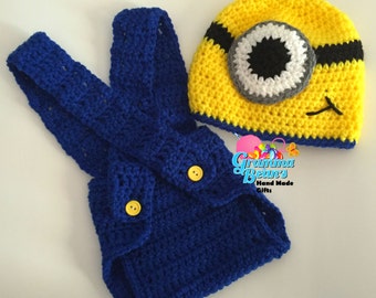 Crochet Minion Beanie and Diaper Cover pattern