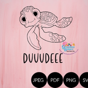 Finding Nemo Squirt the Turtle SVG, pdf, png and jpeg