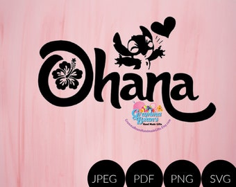 Ohana Lilo and Stitch SVF, pdf, png, jpeg