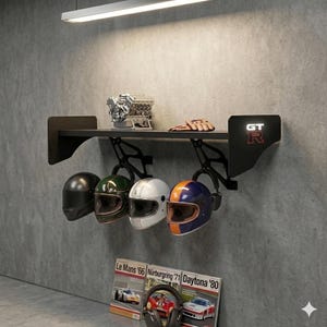 Estante de pared con alerón trasero estilo GT-R, decoración automotriz JDM, estante flotante inspirado en el automóvil.