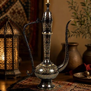 Handgemachter Messing Aftaba Krug 23 "" | Vintage marokkanische Oftoba Krug | Arabische Tee- & Kaffeekanne | Rustikales Wohndekor."