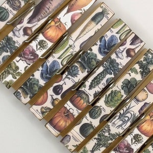 NEW Vintage Style Vegetable clothespins set of 10 decoupage vintage style