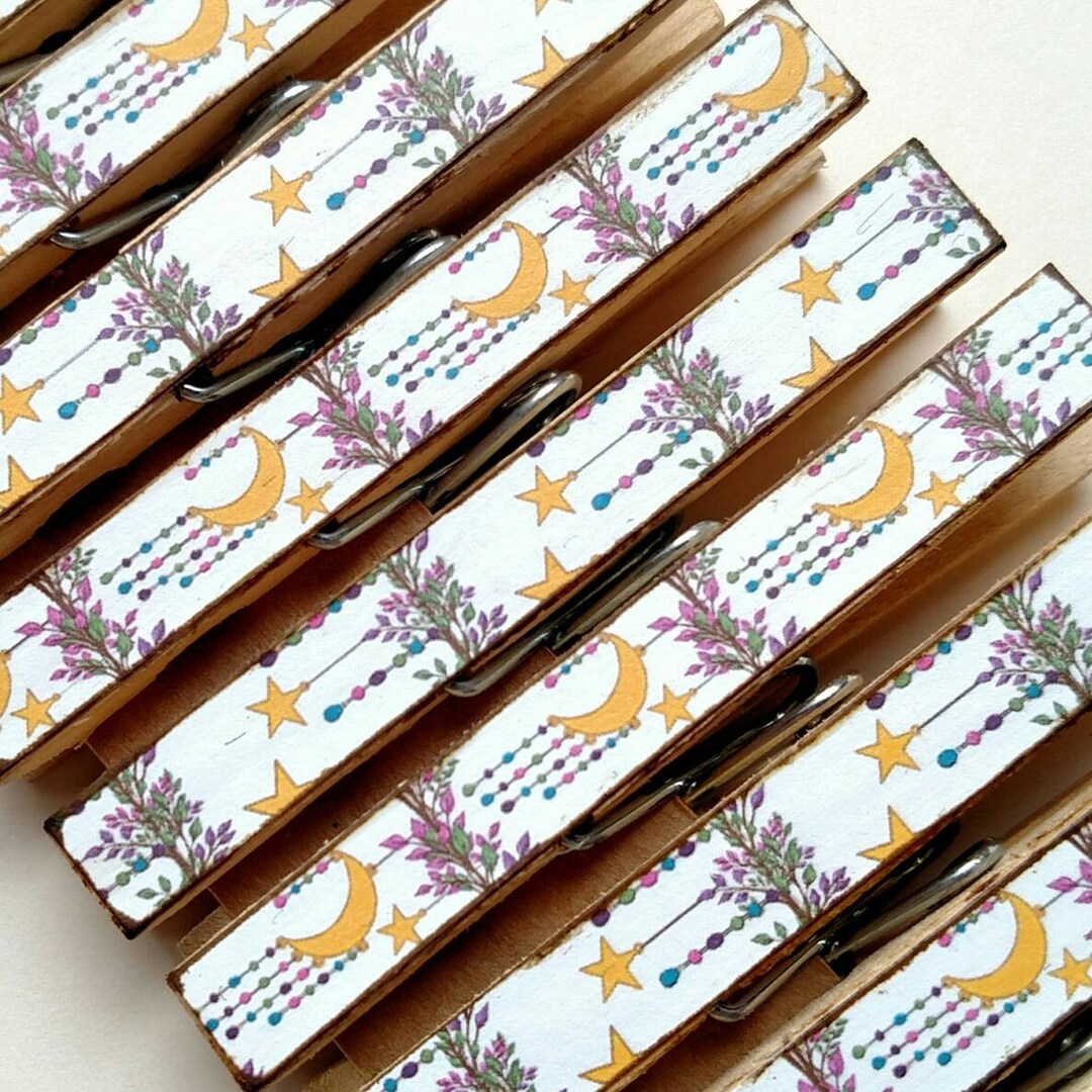 NEW Moon Stars and Beads Clothespins Print Decor Clothespins Etsy