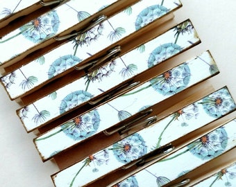 NEW Dandelion clothespins set of 10 decoupage