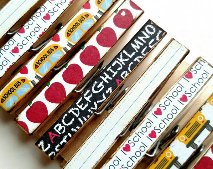 School Decoupage Clothespins Back to School Classroom Etsy