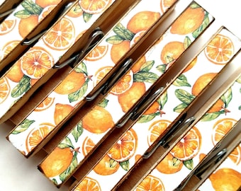 NEW Lemon Clothespins Lemon Slice print decor clothespins set of 10 decoupage