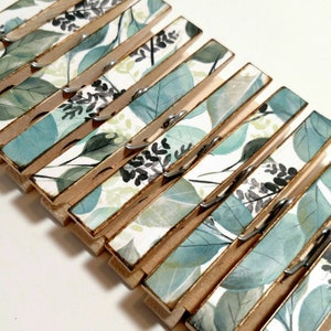 Lot de 10 épingles à linge en eucalyptus - thème de serviettage