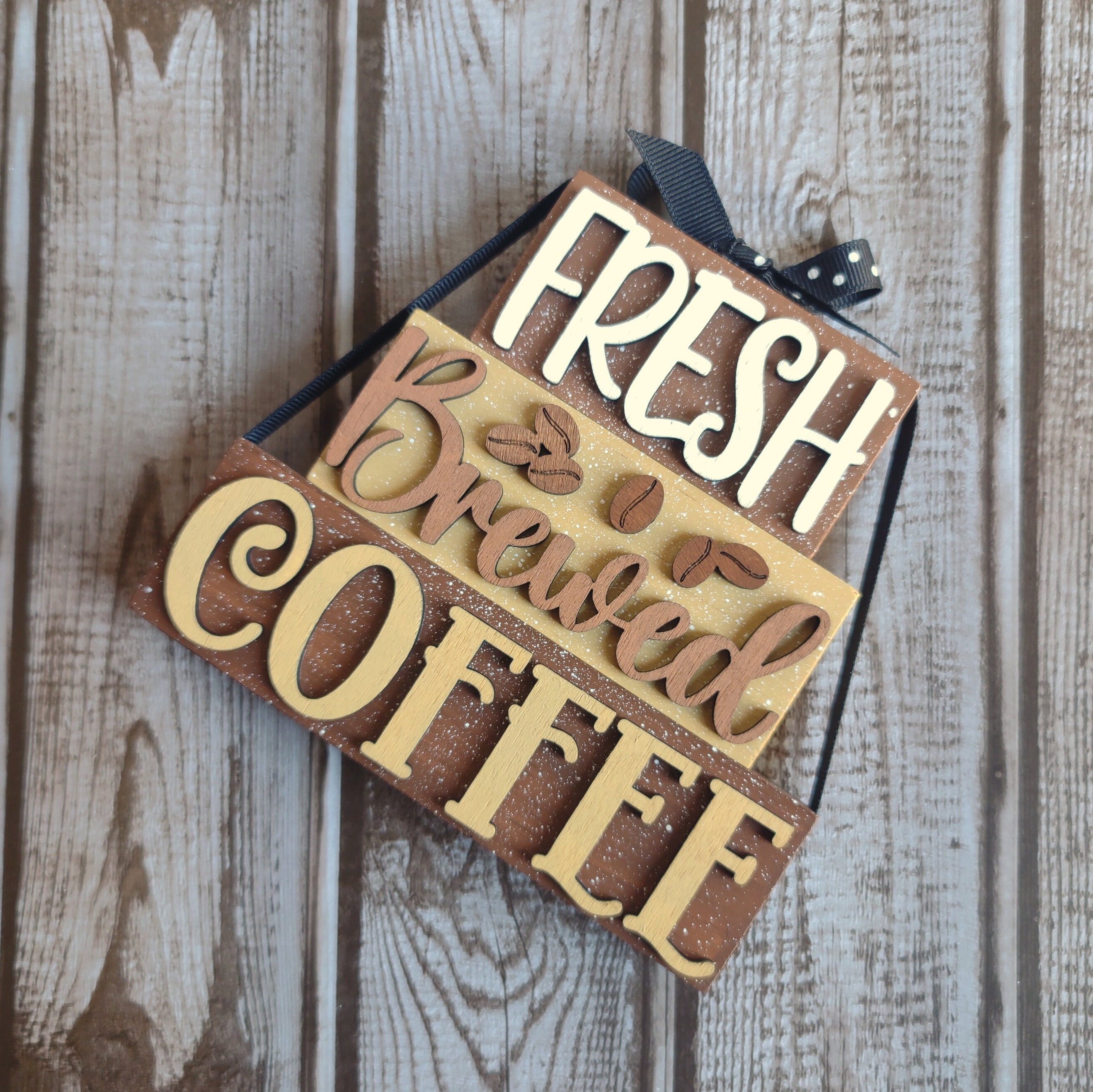Fresh Brewed Coffee Blocks - Stacked Word Block - Small Sign- Shelf ...