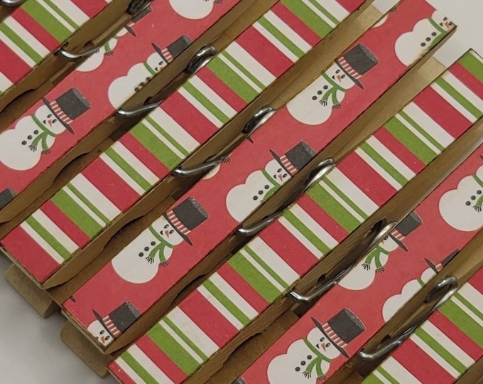 Christmas Clothespins Decoupage Clothes Pins Set of 10 Red Etsy