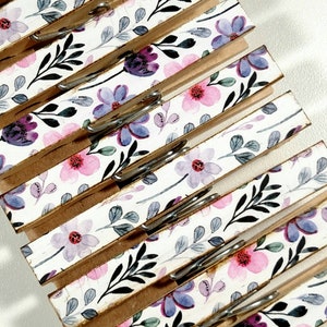 Spring Flowers clothespins set of 10 decoupage