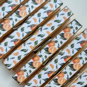 Oranges themed decoupage clothespins set of 10