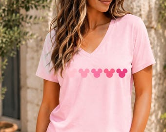 Mickey Colors Shirt, Mickey V Neck  Ombre Shirt,Disneyland Shirt, Disney V neck Shirt, Disneyland Trip Shirt, Minnie Mickey Disney