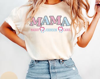 Custom Mama Shirt, New Mom Gift, Cute Mama TShirt, Baby Shower Mom Gift, Gift from Kids For Mom, Custom Name Mom Shirt, Birthday Mama Shirt