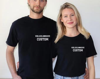 Custom Couple Shirts, Personalized Matching T-Shirts, Custom Text Tee for Couples, Minimalist Couple Shirt Personalized Gift for Him and Her