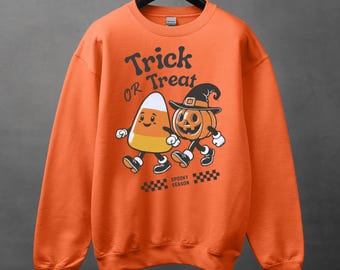 Trick-or-Treat Sweatshirt, Retro Halloween Shirt, Spooky Season Sweater, Halloween Sweatshirt, Family Halloween Shirt, Candy Corn Pumpkins