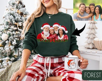 Custom Family Christmas Sweatshirt, Personalized Photo Christmas Shirt, Family Portrait Crewneck, Custom Holiday Photo Gift