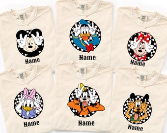 Personalized Character Shirt, Custom Name T-Shirt, Cartoon Circle Graphic Tee, Matching Family Shirt, Custom Kids Name Tee,Personalized Gift