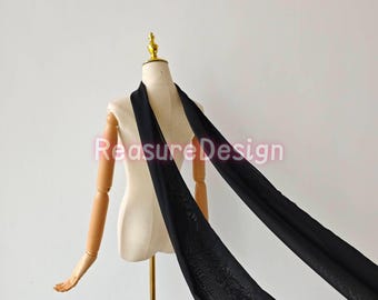 Bridal Neck Scarf Minimalist Black Chiffon Drape Bridal Wedding Accessories Customizable