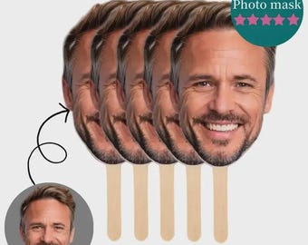 Custom Face Mask on Stick, Custom Photo Cutout, Party Accessory