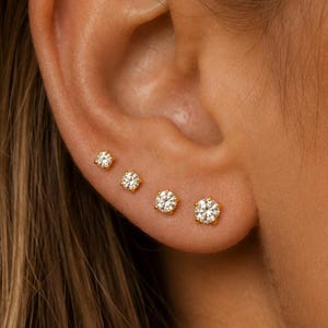Minimalist Stud Earrings Set, Dainty Cartilage & Lobe Studs, Layered Ear Stack Jewelry, Elegant Everyday Earrings, Gift for Her