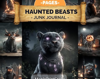 Haunted Beasts Junk Journal Kit 280 Pages Dark Fantasy Spooky Halloween Ephemera (Digital Download)