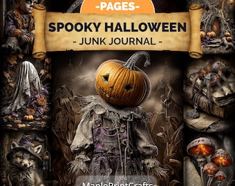 Spooky Halloween Junk Journal Kit 200 Pages Vintage Gothic Pumpkin Ephemera (Digital Download)