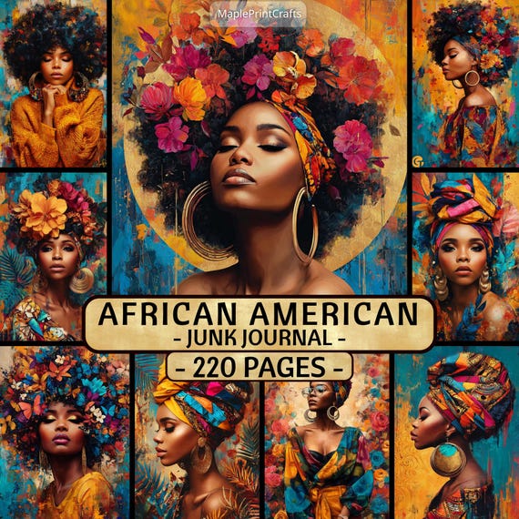 African American Vintage Junk Journal Pages 220 Kit Black Woman Scrapbook Paper (Digital Download)