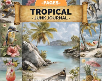 Tropical Junk Journal Kit 200 Pages Beach Ephemera Summer Scrapbook Vintage Coastal (Digital Download)