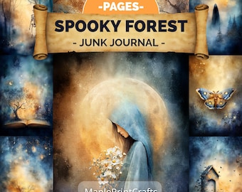 Spooky Forest Junk Journal Kit 200 Pages Gothic Halloween Celestial Witchy Ephemera (Digital Download)