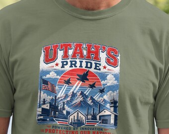 Utah's Pride T-Shirt - Utah Builds America Defends F-35 Patriotic Tee