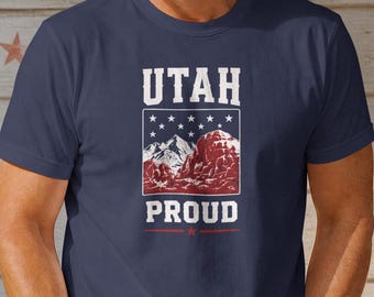 Utah Proud T-Shirt - Patriotic Utah Mountains State Pride Tee