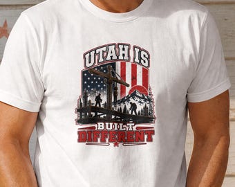 Utah Is Built Different Tee | Utah Pride Shirt | Patriotic Beehive State Graphic | Utah Worker & Family Gift