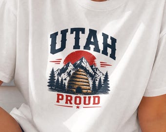 Utah Proud T-Shirt - Beehive State Mountains Patriotic Tee