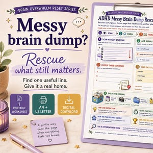 Printbare 'ADHD Brain dump'-pagina | Werkblad 'Chaos Notes Redden' voor volwassenen