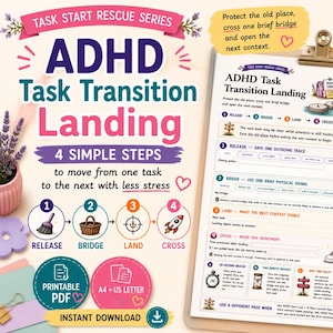 ADHD Task Transition Printable | Task Switching Support for Adults