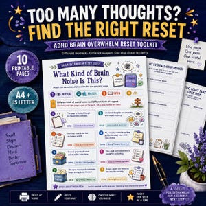 ADHD Brain Dump Toolkit (printbaar) | Bundel van 10 pagina's om overweldiging te verminderen