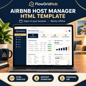 Airbnb Host Manager HTML Template | Works in Any Browser Offline