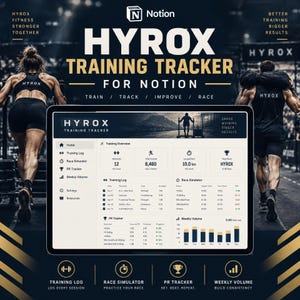 Hyrox Training Tracker Notion | Race Splits PR Training Log