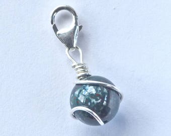 Green Jasper Crystal Healing Sterling Silver Charm, The Healers Gem, protective energy, Protective for Shamen and Healers, the exam stone