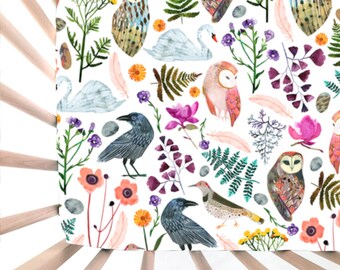 Bnj crafts owls fitted crib sheet
